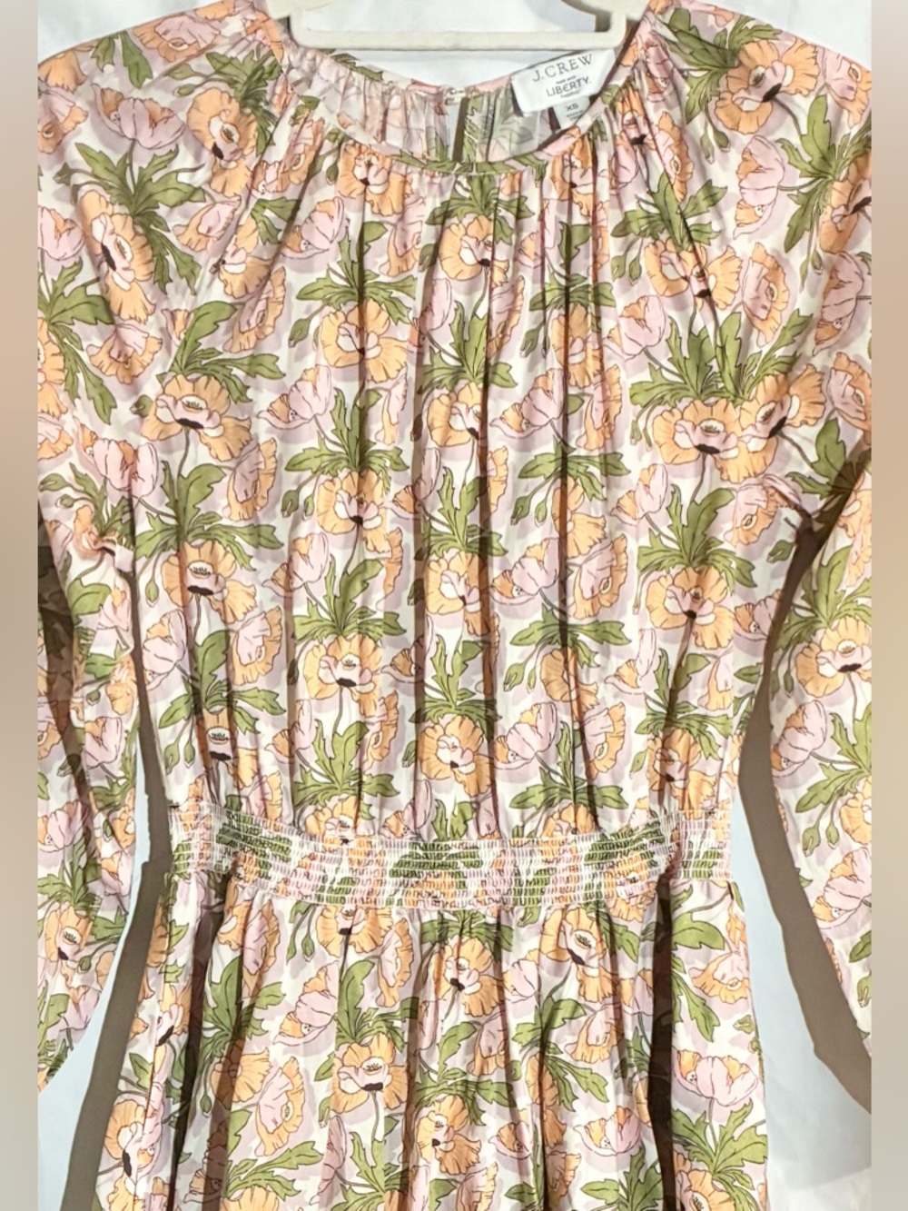 J Crew Liberty London Floral Mini Dress Sz XS Smocked Waist Preppy Re Imagined